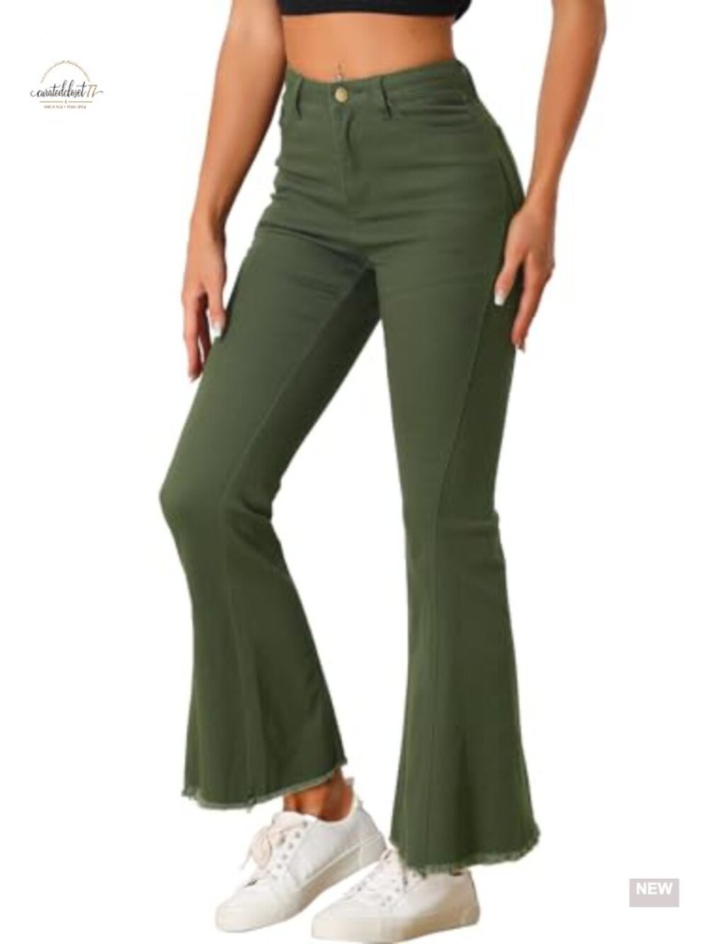 High Waisted Flare Jeans Stretchy Denim Bell Bottom Retro 70s Pants